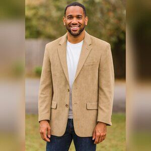 Andrew Fezza Chatham Tan Men's 2 Button Polyester Sports Coat Sz L